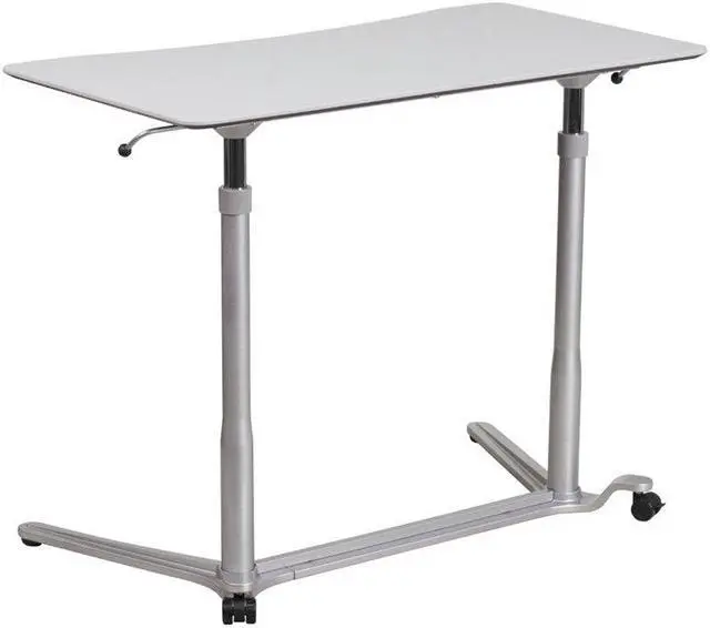 Main image of Sit-Down, Stand-Up Light Gray Computer Ergonomic Desk with 37.375''W Top (Adjustable Range 29'' - 40.75'')