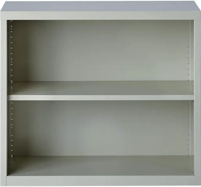 Alt view image 8 of 10 - Lorell Steel Bookcase 2-Shelf 34-1/2"x13"x30" Light Gray 41280