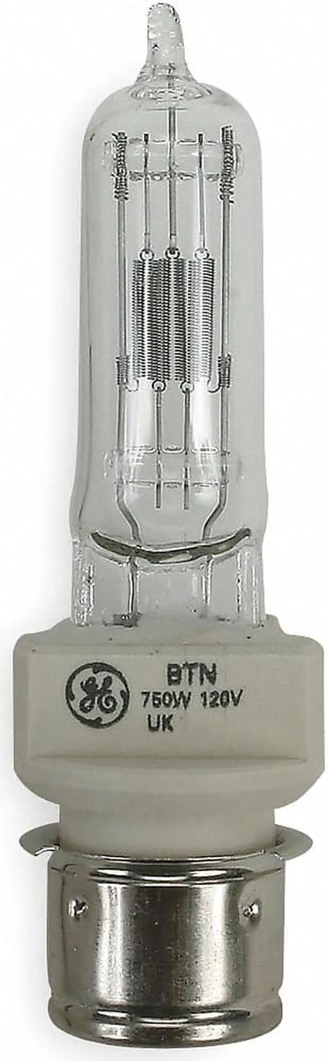 Alt view image 7 of 7 - GE 88605 BTN 750w 120v T7 P28s Halogen Quartzline Showbiz Stage Studio Bulb