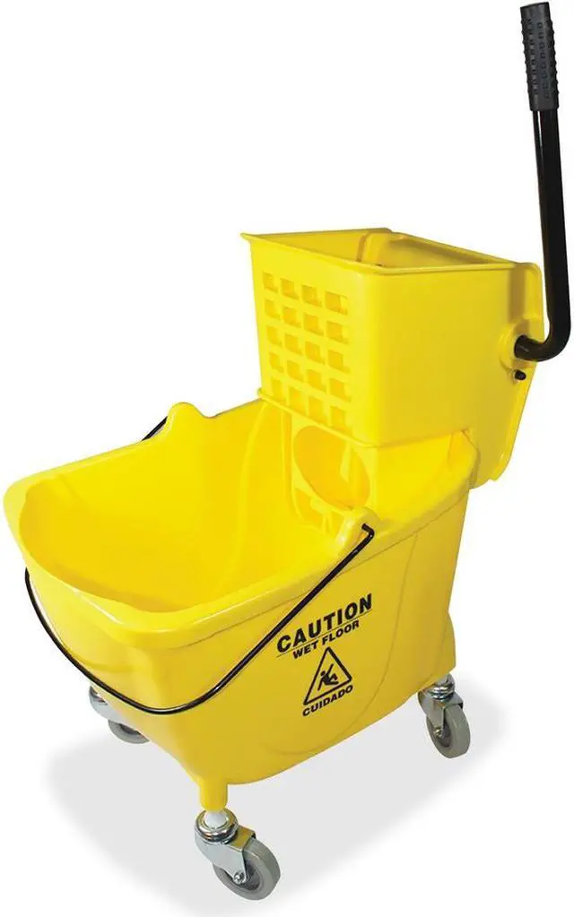 Alt view image 7 of 11 - Genuine Joe Bucket/Wringer Combo Sidepress 16"x14"x21" Yellow 02347