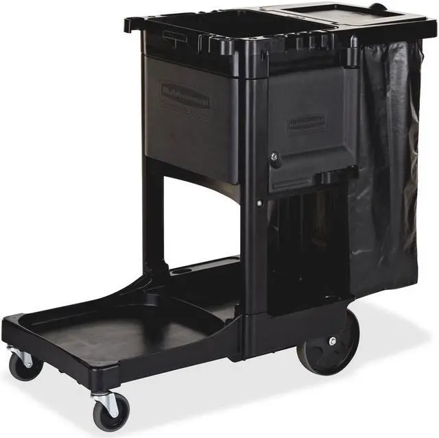 Alt view image 4 of 8 - Rubbermaid Executive Cleaning Cart 21-3/4"x46"x38" Black 1861430