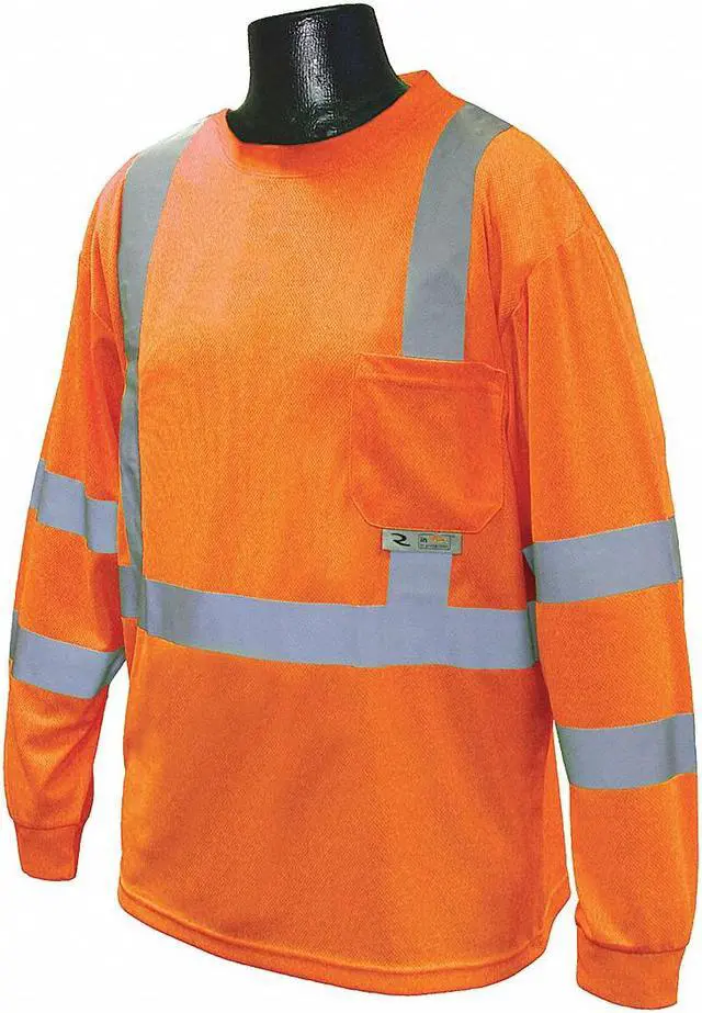Main image of Radians Hi-Visibility Orange Polyester Long Sleeve Shirt, Size: L, ANSI Class 3