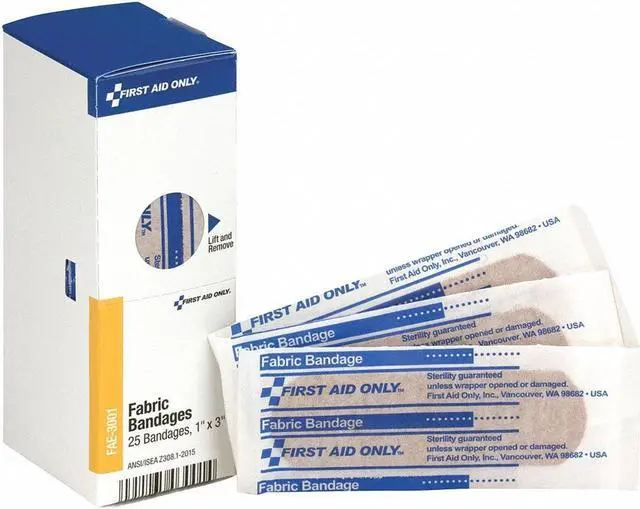 Alt view image 6 of 19 - First Aid Only Fabric Bandages, 1" x 3", 25/Box