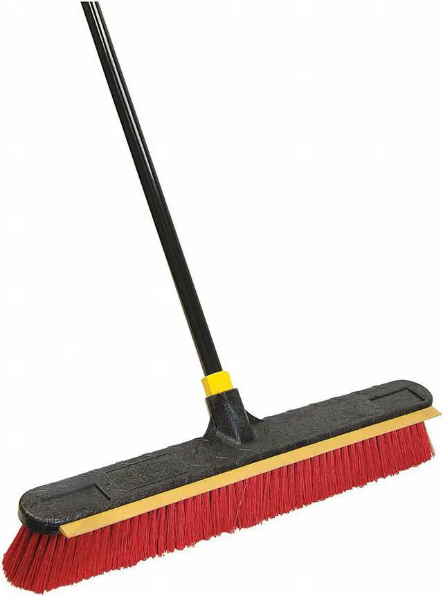 Alt view image 5 of 6 - Quickie 00635-2 2-In-1 Squeegee Pushbroom, 24 Inch Brush, 60 Inch Handle, Pet/Steel, Red/Black/Yellow