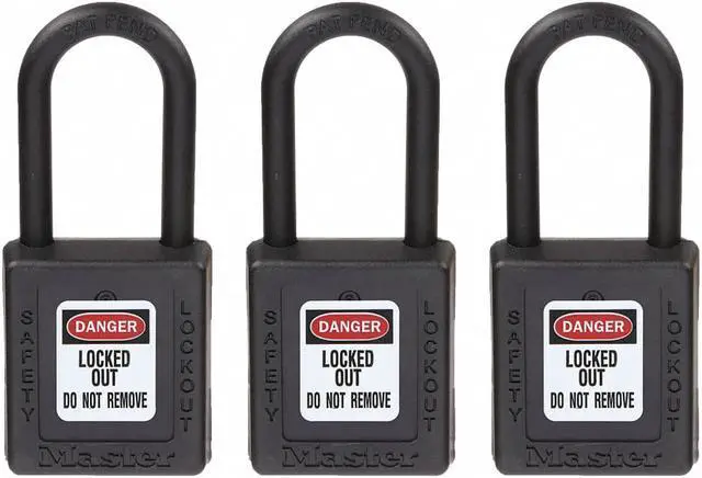 Alt view image 4 of 5 - Lockout Padlock, Keyed Alike, Black, 1/4 In., PK3