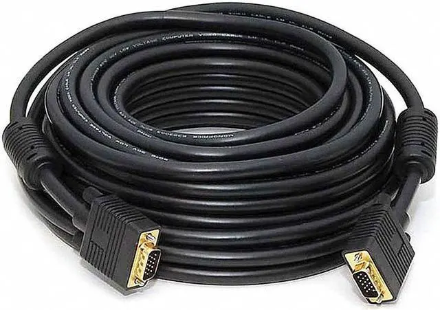 Alt view image 3 of 13 - Monoprice Super VGA Cable - 50 Feet - Black | Male to Male With Ferrites For In-Wall Installation | Gold Plated, CL2 Rated