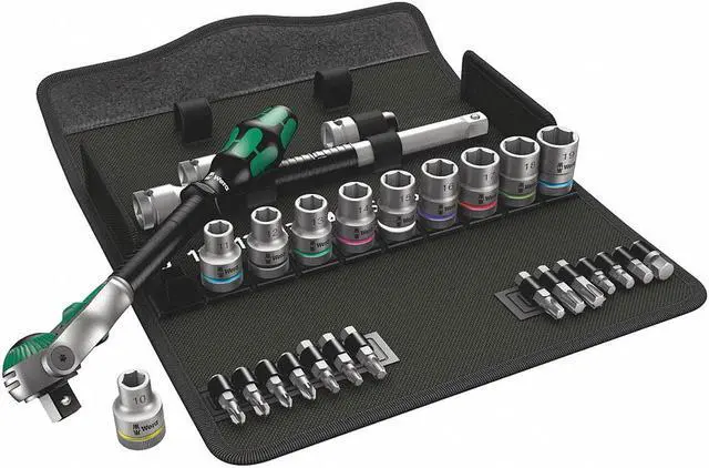 Main image of Wera 1/2"Drive Metric Chrome Socket Set, Number of Pieces: 28 Chrome 05004076001