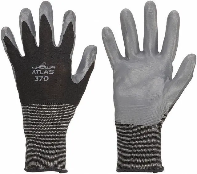 Alt view image 2 of 3 - SHOWA 370BL-08 Coated Gloves, Nitrile, Smooth, Palm, 4 Abrasion Level, Black, L