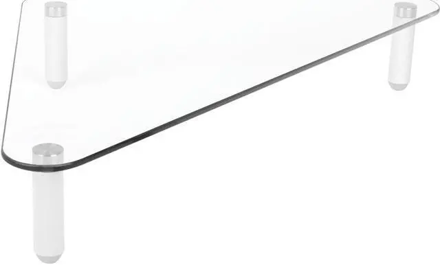 Main image of Kantek Glass Corner Monitor Riser with 5mm Tempered Glass Platform and 40-Pound Capacity, 19.7-Inch W x 11-Inch D x 3.25-Inch H, Clear Glass (MS390)