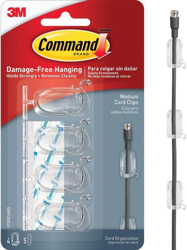 Command Cord Clips, Clear- 4Pk