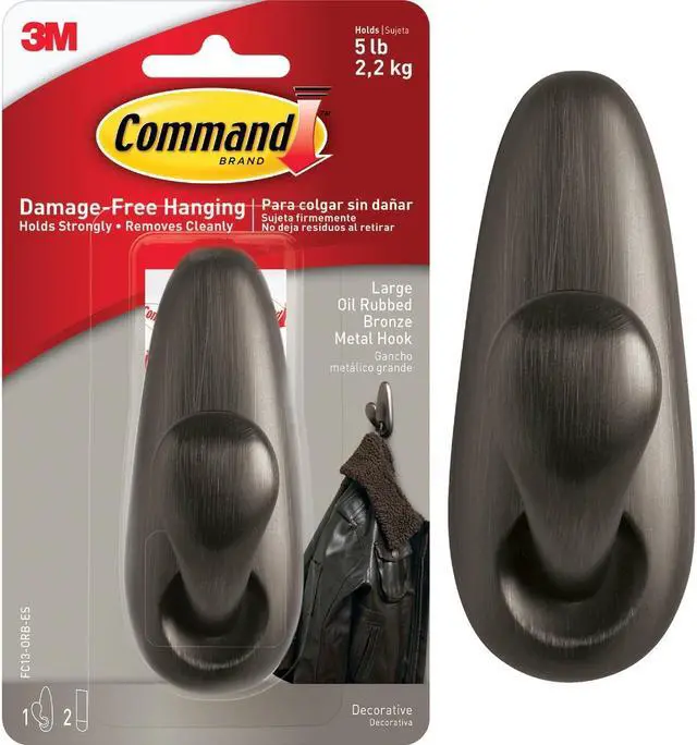 Alt view image 4 of 8 - 3M FC13-ORB Command Forever Classic Oil-Rubbed Bronze Large Metal Hook 1 hook, 2 strips