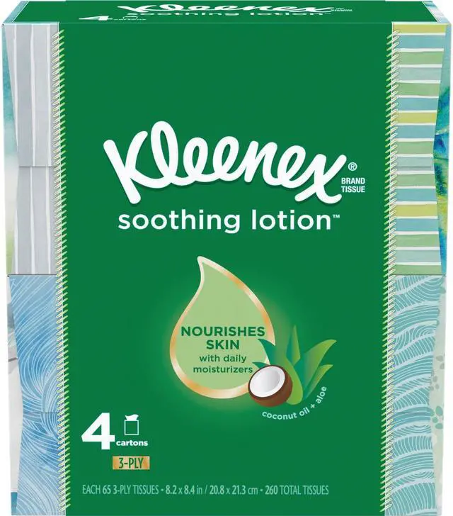 Alt view image 2 of 6 - Lotion Facial Tissue, 2-Ply, White, 65 Sheets/Box, 4 Boxes/Pack 50174