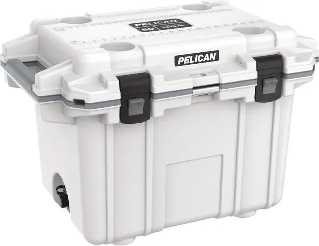 Alt view image 7 of 11 - Pelican Elite Cooler, Cooler, White/Gray, Hard 50Q-1-WHTGRY