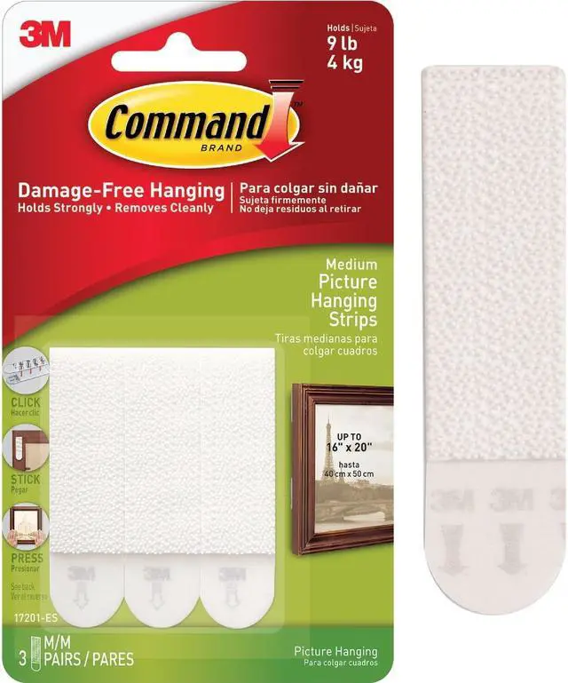Alt view image 2 of 19 - 3M 17201 Command Medium Picture Hanging Strips 3 sets of strips