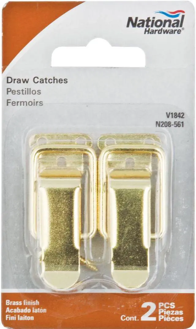 Alt view image 3 of 5 - National Catalog V1842 Brass Draw Catch (2-Count) N208561