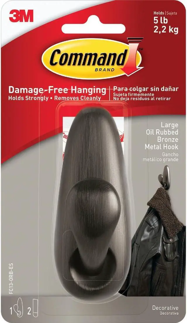 Alt view image 5 of 8 - 3M FC13-ORB Command Forever Classic Oil-Rubbed Bronze Large Metal Hook 1 hook, 2 strips