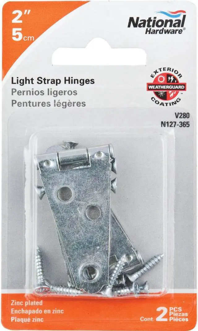 Alt view image 6 of 6 - National 2 In. Zinc Light Strap Hinge (2-Pack) N127365