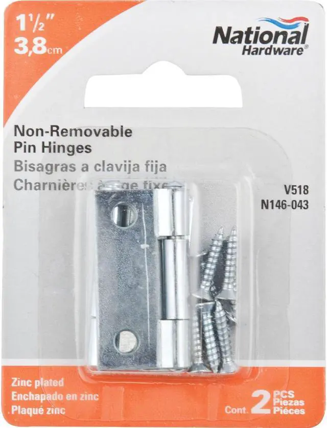 Alt view image 3 of 4 - National, N146-043, 2 Pack, 1-1/2" x 1-7/16", Zinc, Light Narrow Hinge