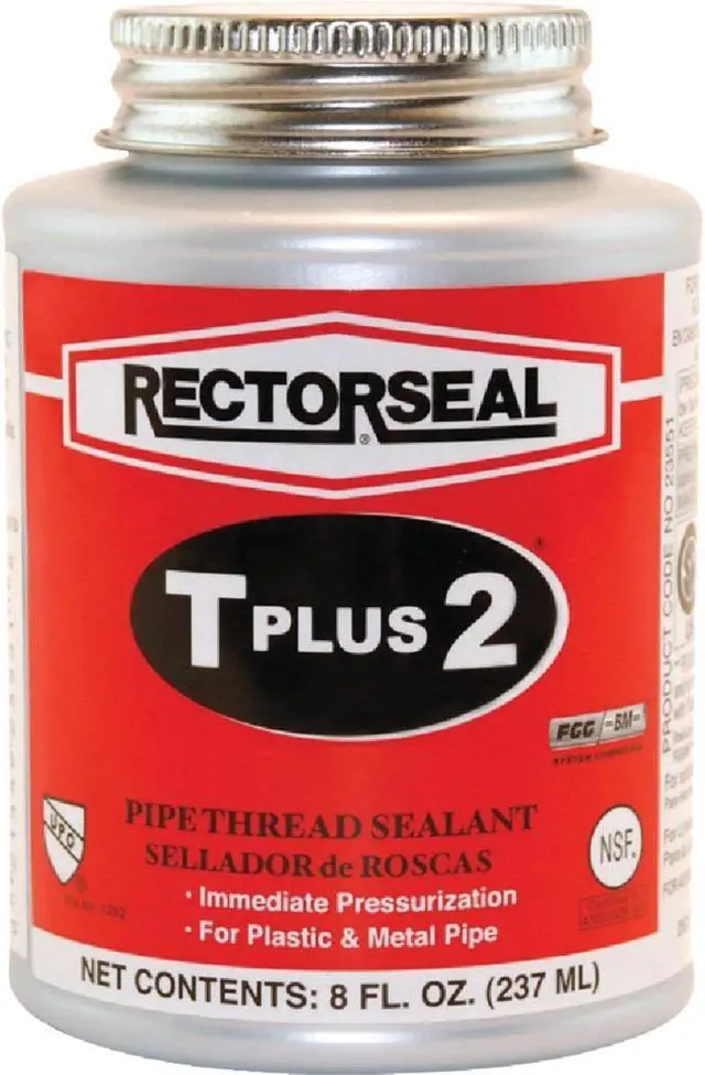 Alt view image 2 of 3 - RECTORSEAL 23551 Pipe Thread Sealant 9.6 fl oz, Brush-Top Can, T Plus 2, White,