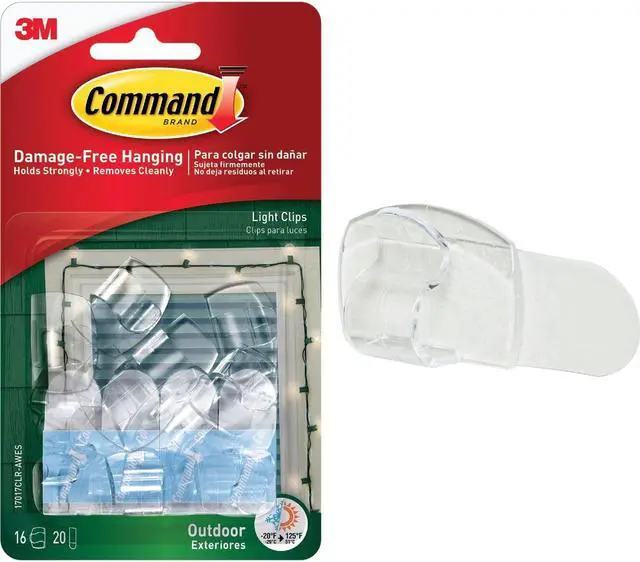 Alt view image 12 of 20 - Command Clear Outdoor Light Clips with Foam Strips (16-Pack) 17017CLR-AWES
