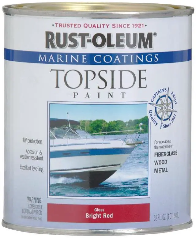 Alt view image 2 of 2 - RUST-OLEUM 207004 Topside Paint,Bright Red,Alkyd