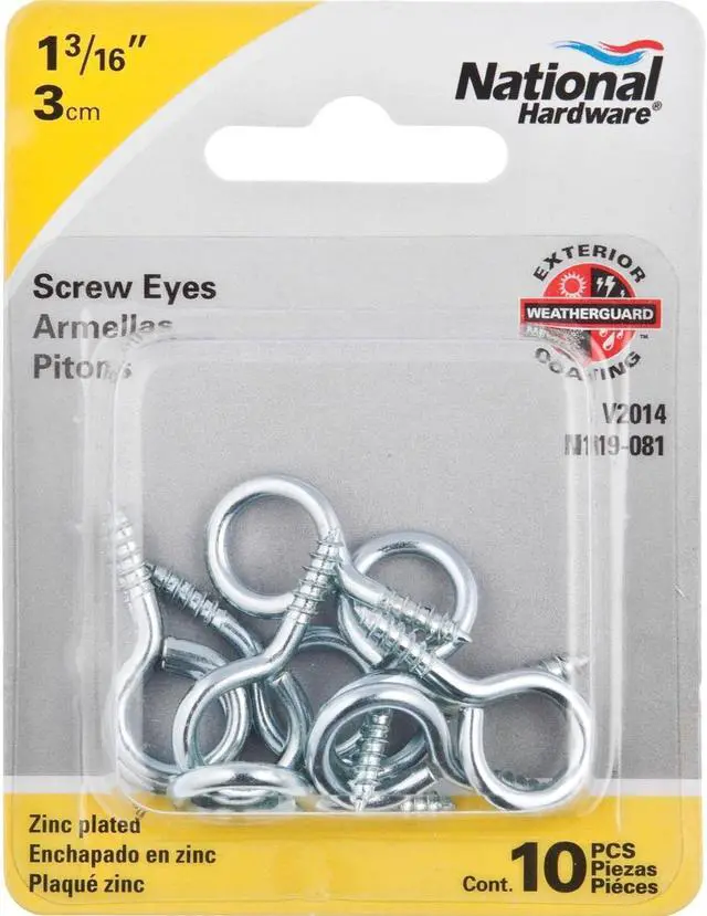 Alt view image 5 of 6 - National #12 Zinc Large Screw Eye (10 Ct.) N119081