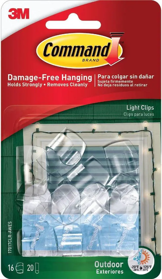 Alt view image 13 of 20 - Command Clear Outdoor Light Clips with Foam Strips (16-Pack) 17017CLR-AWES