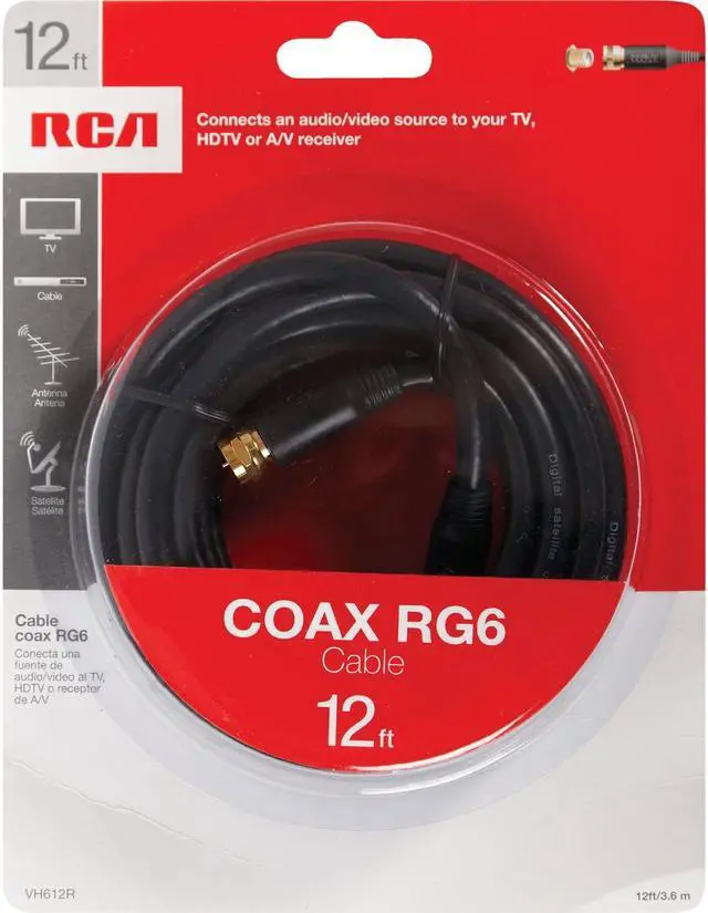 Alt view image 6 of 13 - RCA VH612R RG6 Coaxial Cable (12ft; Black)