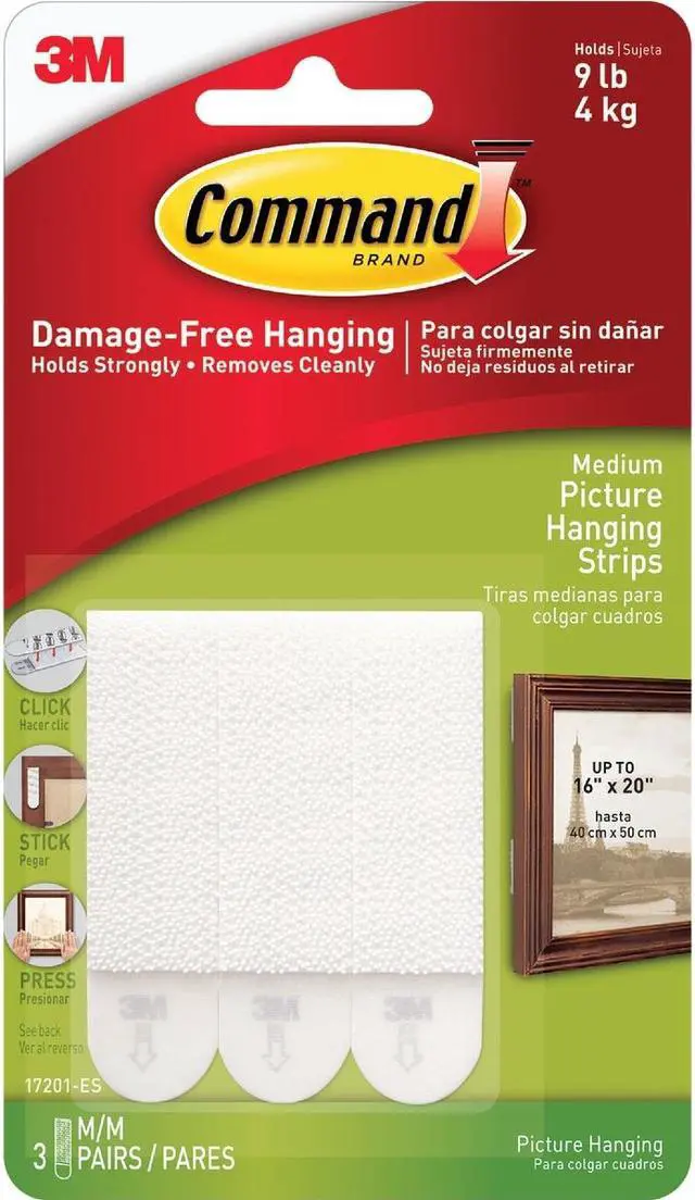 Alt view image 3 of 19 - 3M 17201 Command Medium Picture Hanging Strips 3 sets of strips
