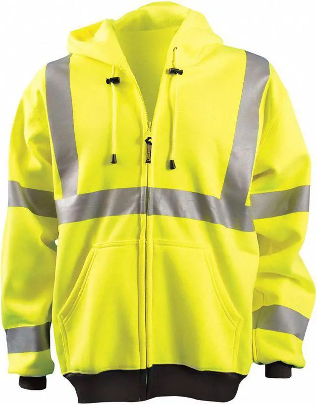 Alt view image 2 of 2 - OCCUNOMIX LUX-HZSWT-YM Hooded Sweatshirt,M,ANSI Class 3