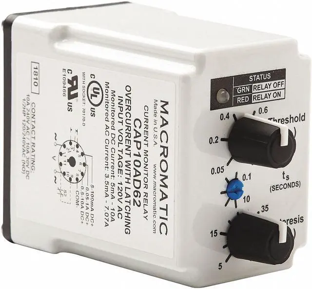 Alt view image 2 of 2 - MACROMATIC CAP10AD62 Current Sensing Relay,SPDT Form,120VAC