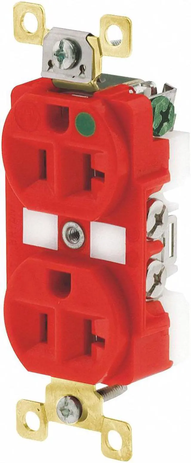 Main image of BRYANT BRY8300RED Straight Blade Receptacle, 5-20R, 20 A, 125V AC, 2 Pole, 3