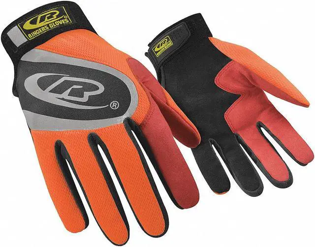 Main image of RINGERS GLOVES 136-11 Mechanics Gloves, XL, Orange, Reinforced Split Palm, Mesh