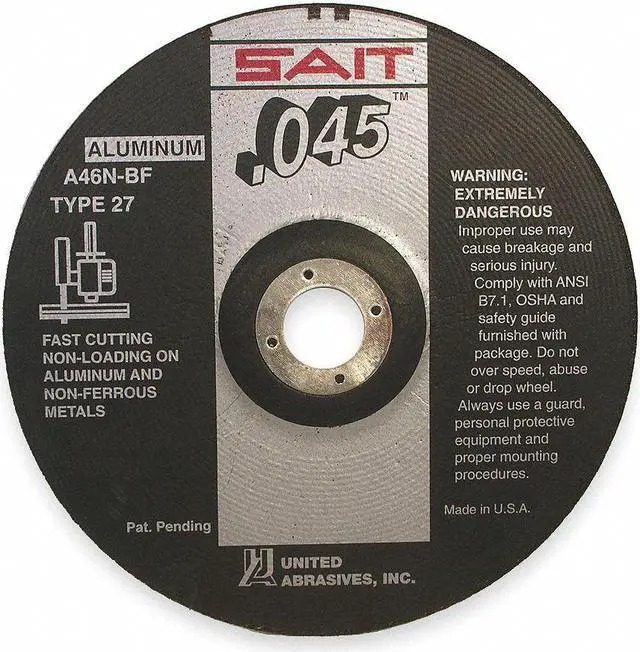 Alt view image 2 of 3 - UNITED ABRASIVES-SAIT 22345 Depressed Center Wheels, Type 27, 4 1/2 in Dia,