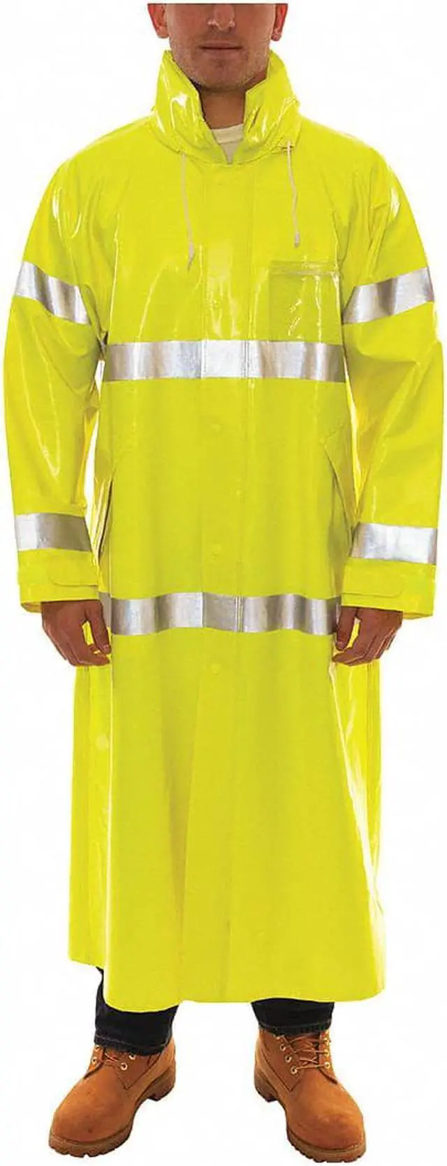 Alt view image 4 of 4 - TINGLEY C53122 Flame Resistant Rain Coat, PVC, Class 3 R, Green/Yellow, 2XL