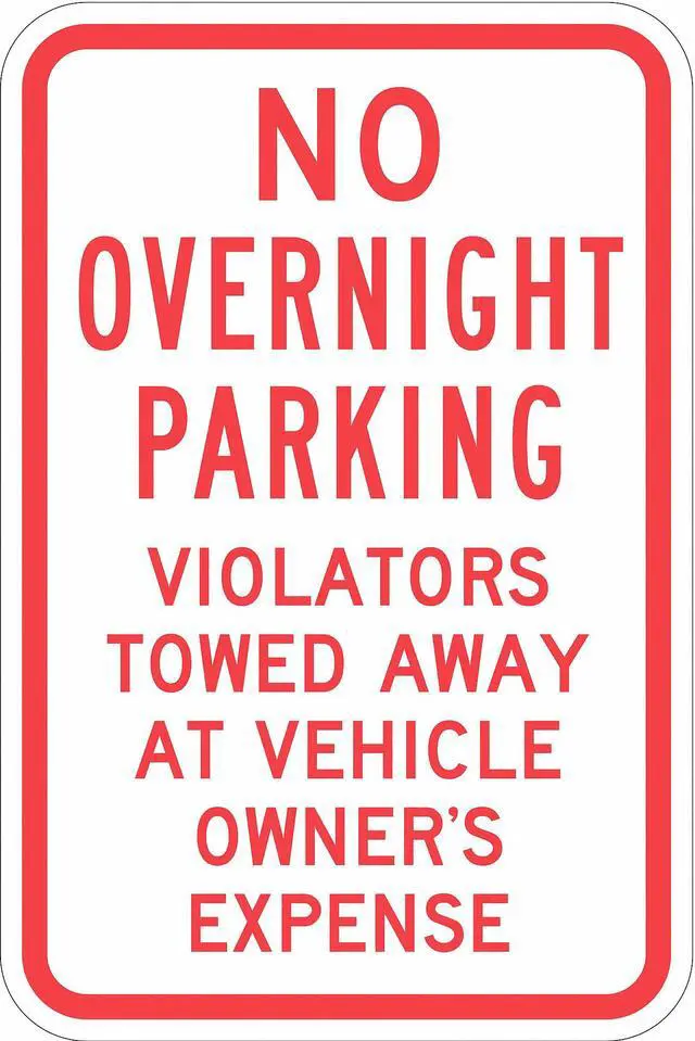 Main image of LYLE T1-1055-HI_12x18 No Overnight Parking Sign,18" x 12, T1-1055-HI_12x18