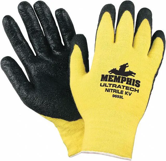 Alt view image 2 of 4 - Cut Gloves,XL,Yellow/Blk,Nitrile,PR MCR SAFETY 9693XL