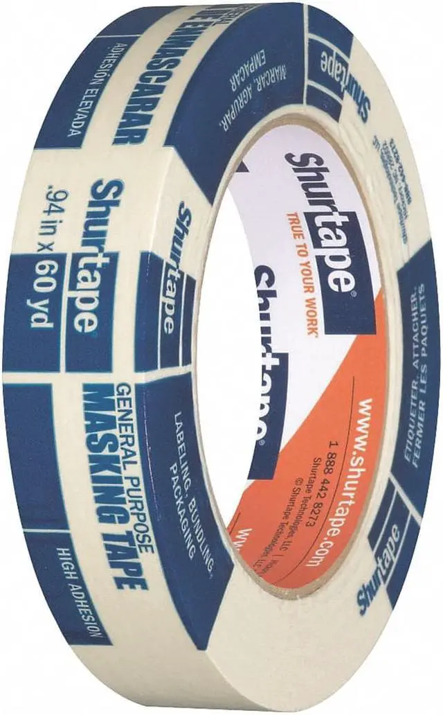 Alt view image 3 of 11 - Shurtape CP-105 General-Purpose Grade Crepe Paper Masking Tape: 1 in x 60 yds. (Natural) - OEM