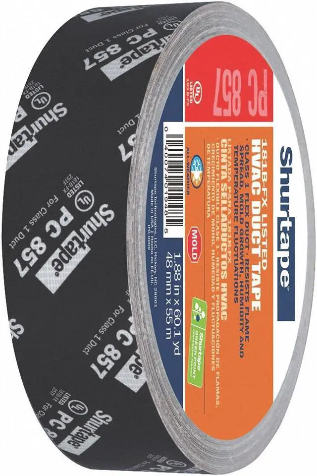 Alt view image 12 of 14 - Duct Tape,55m L,Adhesion 70 oz./in,Black SHURTAPE PC 857