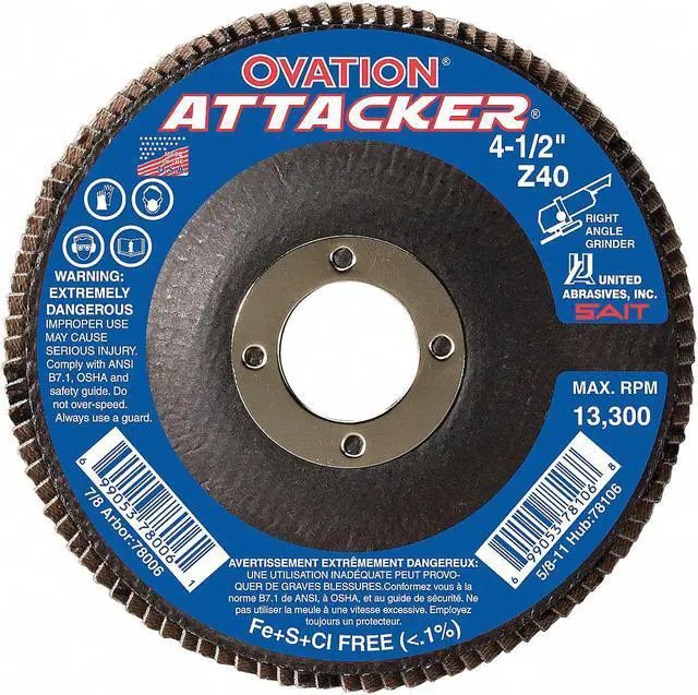 Alt view image 2 of 2 - UNITED ABRASIVES-SAIT 76206 Arbor Mount Flap Disc,4-1/2in,40,Coarse