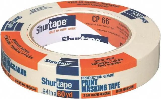 Alt view image 3 of 10 - Shurtape CP 66 Contractor Grade, High Adhesion Masking Tape, 18mm x 55m, Natural, 1 Roll 100778