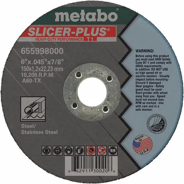 Alt view image 3 of 4 - METABO 655998000 CutOff Whl,A60TX,6"x.045"x7/8",10185rpm