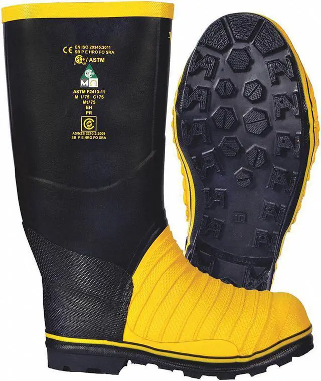Main image of VIKING VW49T-15 Size 15 Unisex Steel Rubber Boot, Black/Yellow