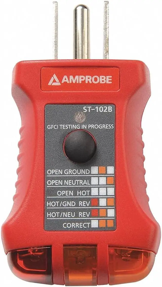 Alt view image 2 of 6 - AMPROBE ST-102B Receptacle Tester with GFCI,110to 125VAC
