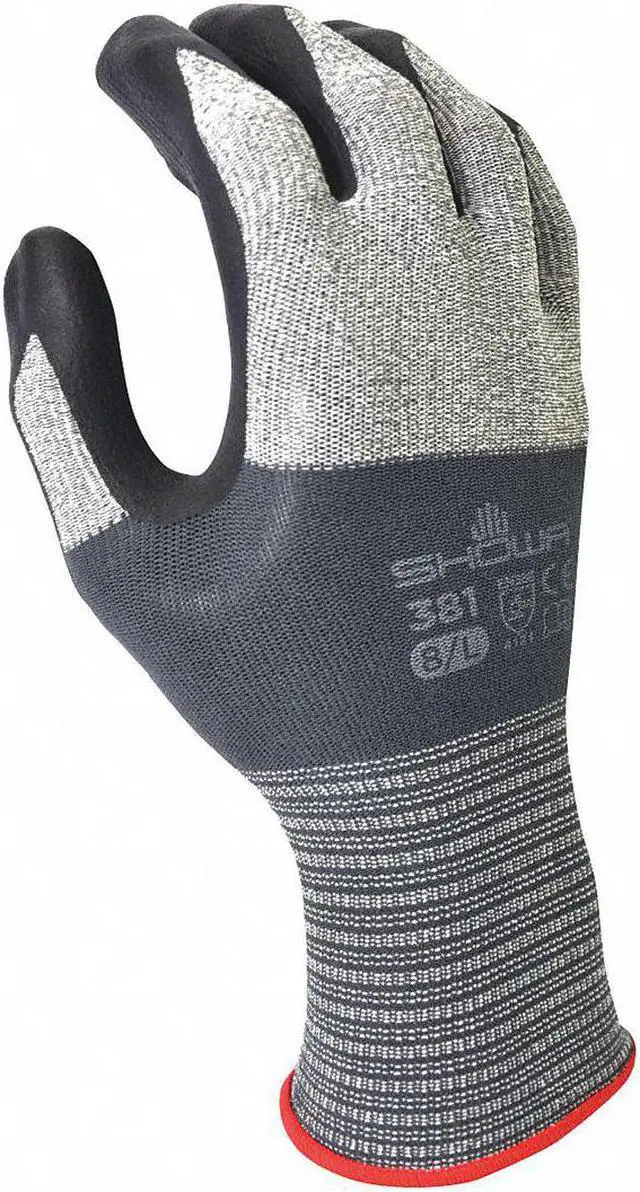 Alt view image 2 of 3 - Showa Coated Gloves Black/Gray 15 Gauge  381M-07