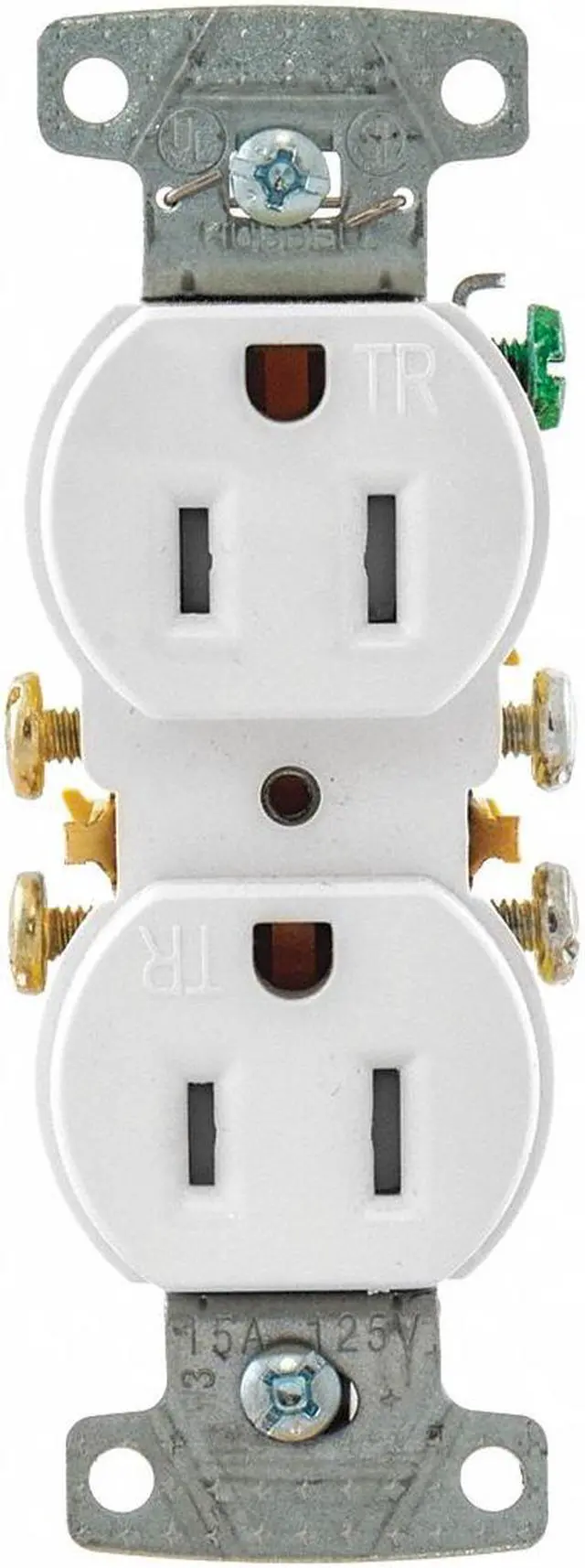 Alt view image 3 of 8 - Receptacle 15A Tamper Proof White HUBBELL ELECTRICAL PRODUCTS RR15SWTR