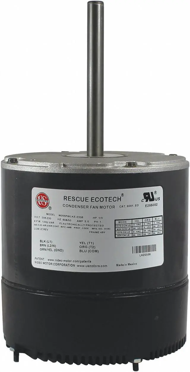 Main image of U.S. Motors Condenser Fan Motor,1/3 HP,1 Phase,2.5A  5561EO