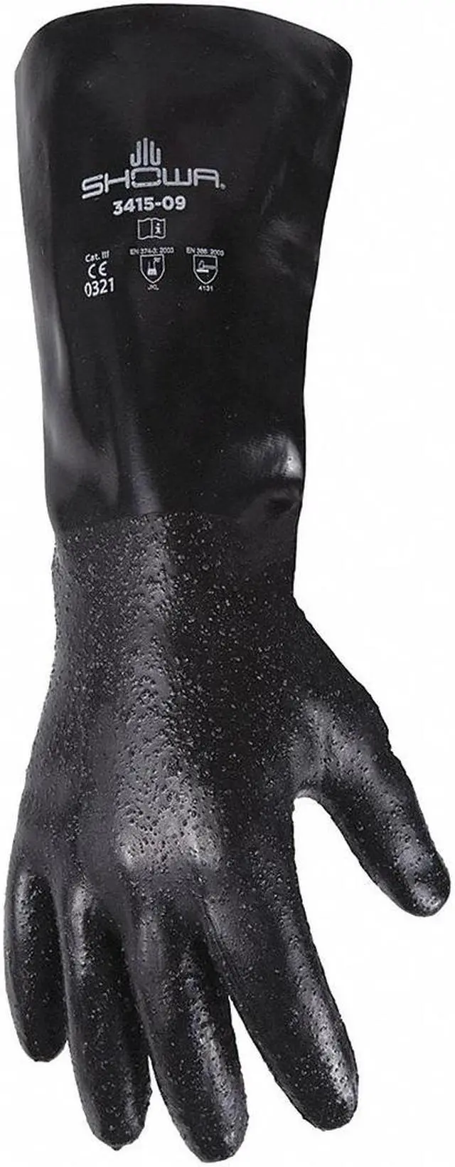 Alt view image 2 of 3 - SHOWA 3415-08 Chemical Resistant Gloves, Neoprene, 60.63 mil Thick, 14 in