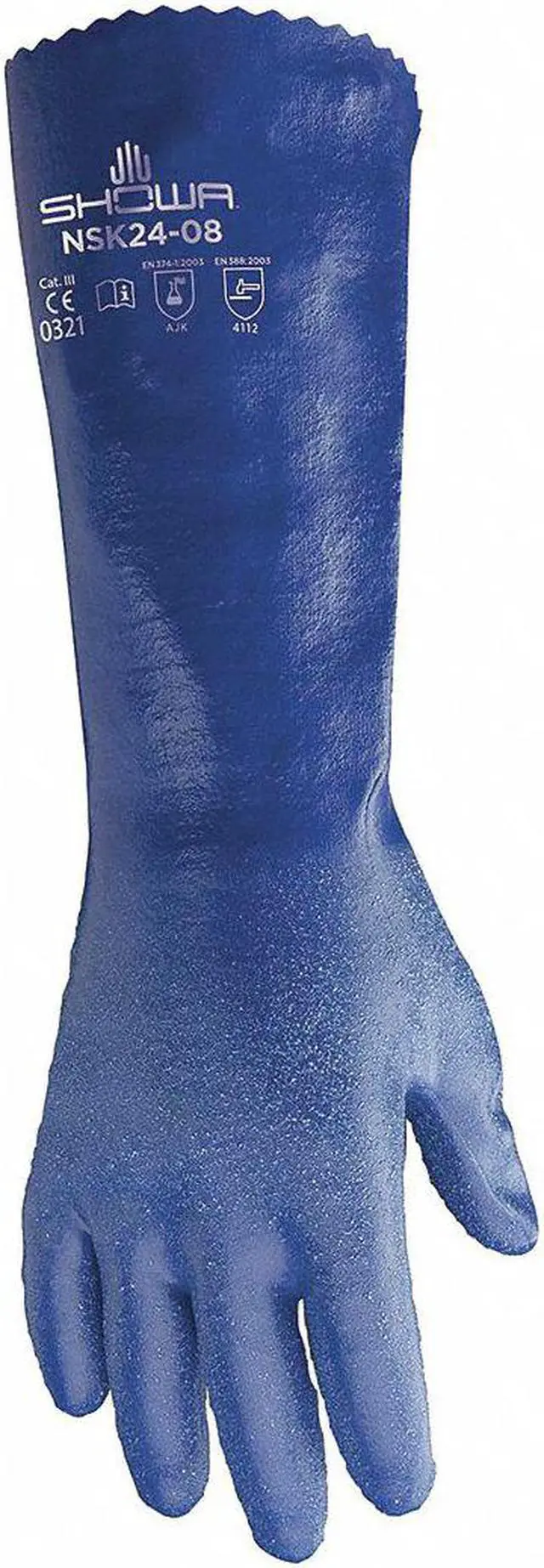 Alt view image 2 of 5 - Showa Chemical Resistant Gloves Blue   NSK24-09