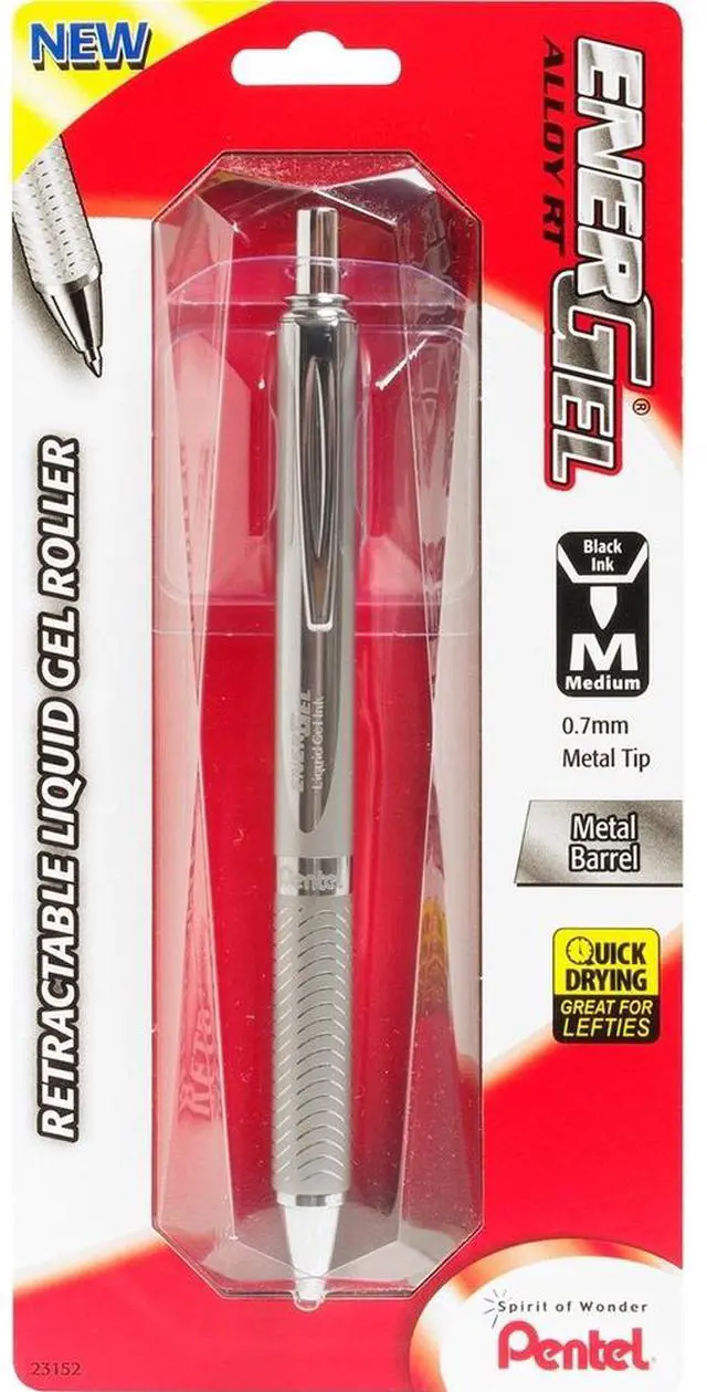 Alt view image 3 of 14 - Pentel EnerGel Alloy Retractable Liquid Gel Pen
Medium Pen Point Type - 0.7 mm Pen Point Size - Black Ink - Metallic Silver Barrel - 1 / Pack
